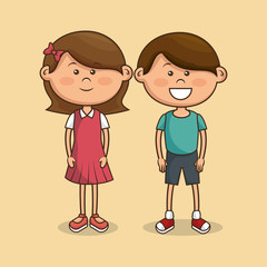 cute little kids characters vector illustration design