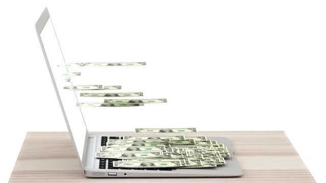 Soldi che escono da monitor di notebook vendite on line