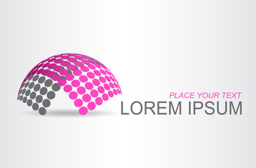 Logo stylized spherical surface with abstract shapes