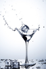 Water splash in martini glass