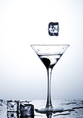 Water splash in martini glass