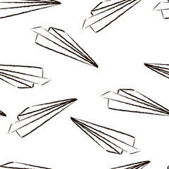 Paper plane. Papar planes pattern. Sketch in vector
