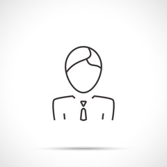 Assistance, businessman icon isolated on white background. Line art style.