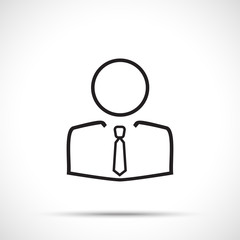 Businessman silhouette vector icon isolated on white background. Man symbol. Line art style.
