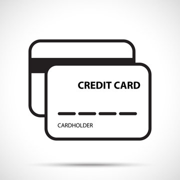 Credit card icon isolated on white background. Line art style.