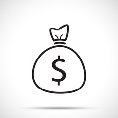 Money bag icon. Dollar USD currency symbol. Money bag with dollar sign.