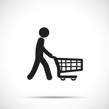 Silhouettes of people out shopping. Shopping icon design