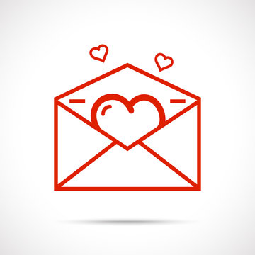 Valentine's Day Envelope. Heart in envelope. Valentine's day icon