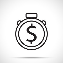 Time is money icon. Timer icon, alarm icon. Line art icon.