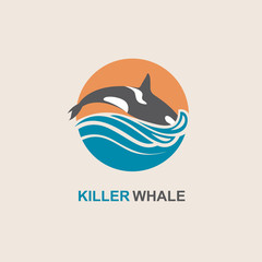 symbol of killer whale and sea wave