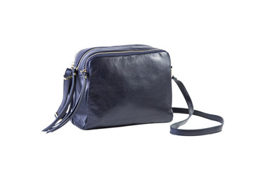 Naklejka premium Blue female handbag on a white background, online catalog