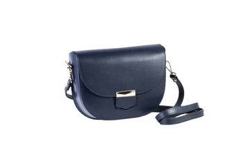 Blue female handbag on a white background, online catalog