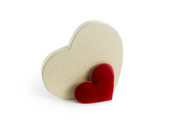 red heart and paper heart isolated