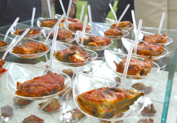 Lasagne, pasta italiana, fuoco selettivo