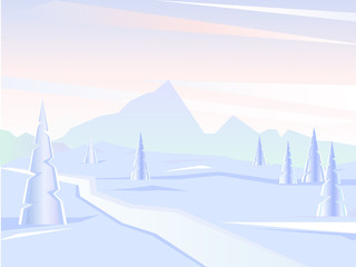 Vector winter landscape. Day landscape.