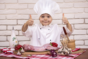 chef prepares a menu of raw rabbit