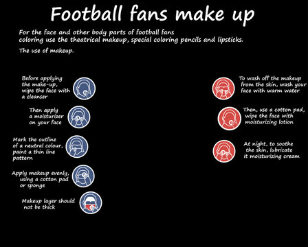 Football fans make up icon info graphic.