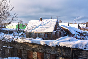 view of the village houses in winter