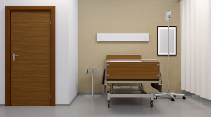 Hospital ward. Interior room in the hospital. 3D rendering