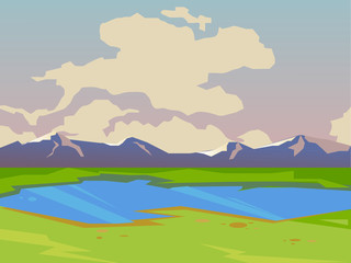 Vector summer landscape. Beautiful colorful background