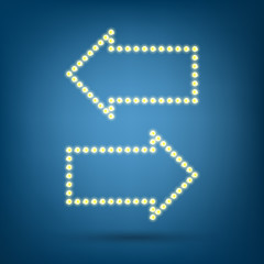 Retro light arrow, electric bulbs. vector illustration.