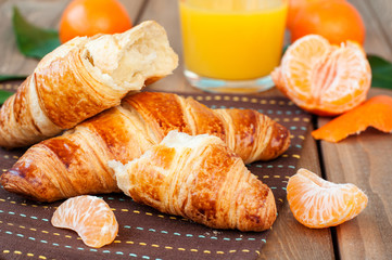 croissant and tangerines
