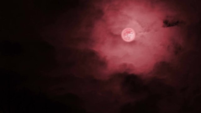 Bloody full moon like the red planet, timelapse