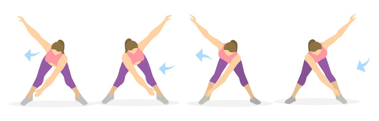 Obraz na płótnie Canvas Arms exercise for women on white background. Workout for arms and hands. From fat to skinny.
