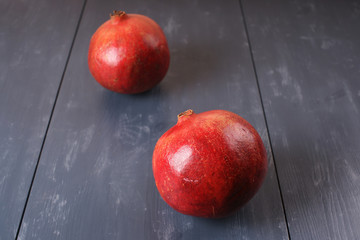 pomegranate on blue background