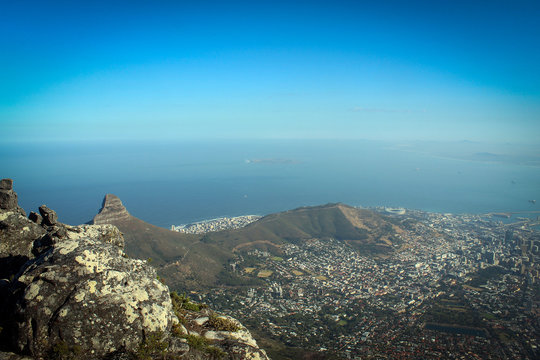 View on the Lion's Head from Table Mountain, Cape Town, South Africa