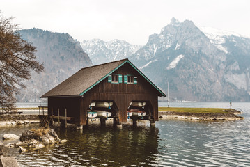 Wooden boat house