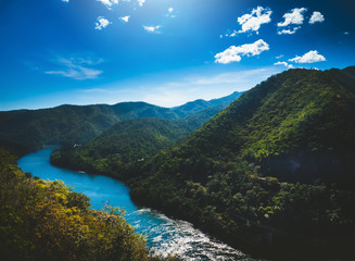 Fototapeta premium landscape shot at Bhumibol Dam in Tak Province thailand.