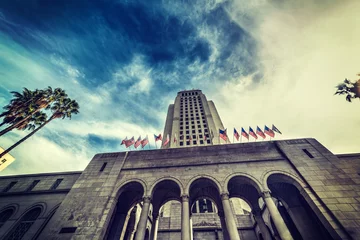 Fototapeten Los Angeles city hall under a dramatic sky © Gabriele Maltinti
