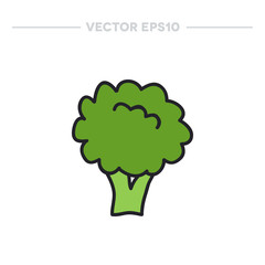 doodle broccoli. vector illustration