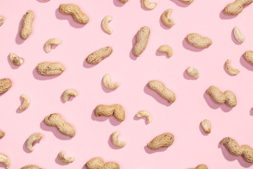 Peanut and cashews flat lay