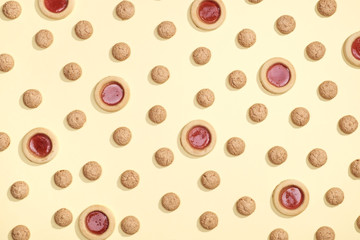 Pattern of cookies on a yellow background