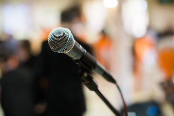 microphone in concert hall, conference or stage