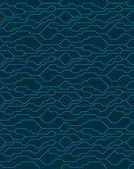 Vector abstract seamless blue background with technical lines for presentations, business, web, computer and mobile apps, graphic design. Technology geometric motion. Digital network texture