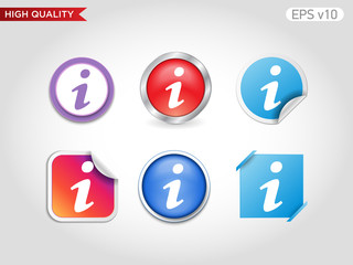 Colored icon or button of info symbol with background