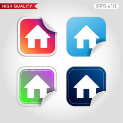 Colored icon or button of home or house symbol with background