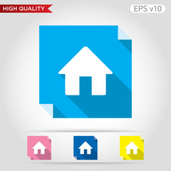 Colored icon or button of home or house symbol with background