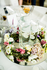 Flower wedding decoration on the table