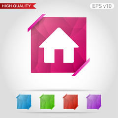 Colored icon or button of home or house symbol with background