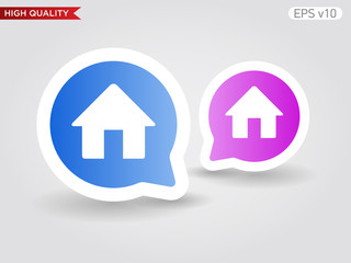 Colored icon or button of home or house symbol with background