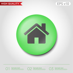 Colored icon or button of house or home symbol with background