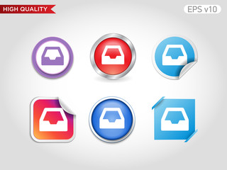 Colored icon or button of box symbol with background