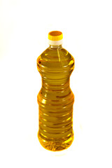 Bottle of sunflower oil isolated on white background