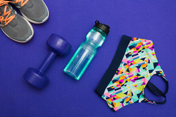 Workout essentials sport and healthy life concept