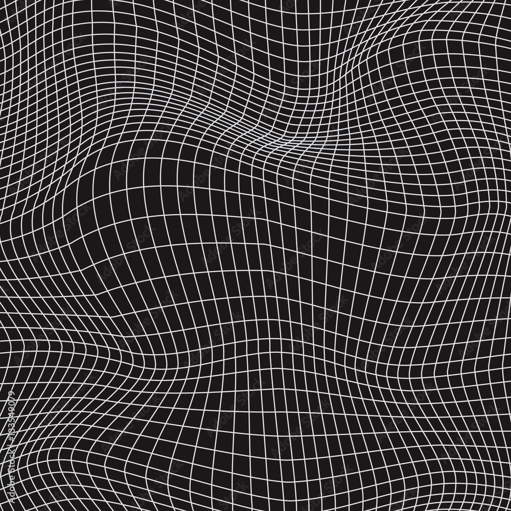 Poster white waves lines, abstraction composition, volume surface, vector design background