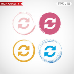 Colored icon or button of refresh symbol with background